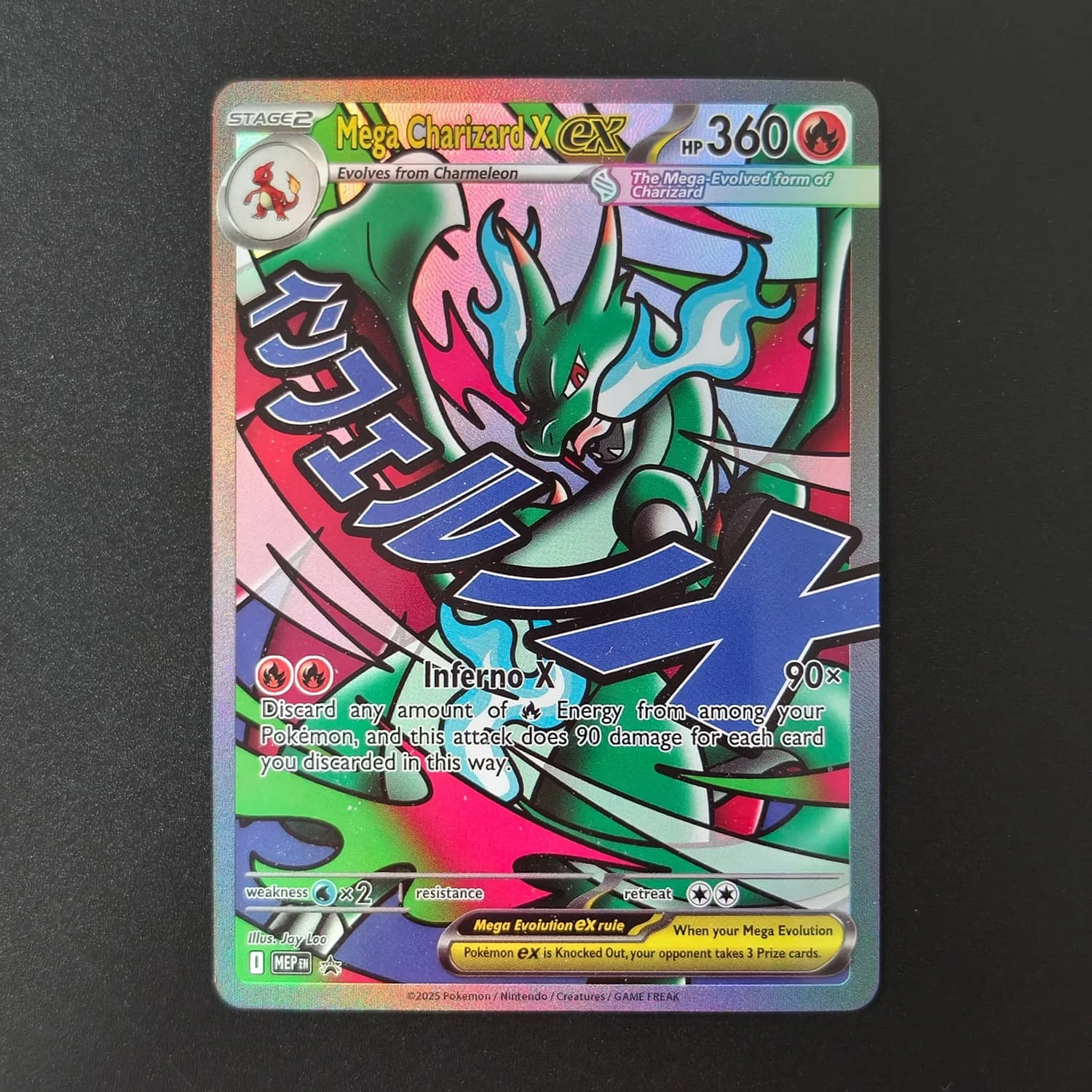 Cartão de Coleção Premium de Anime Pokémon Mega Charizard X EX MEP com Textura Holográfica Versão em Inglês em Perfeito Estado