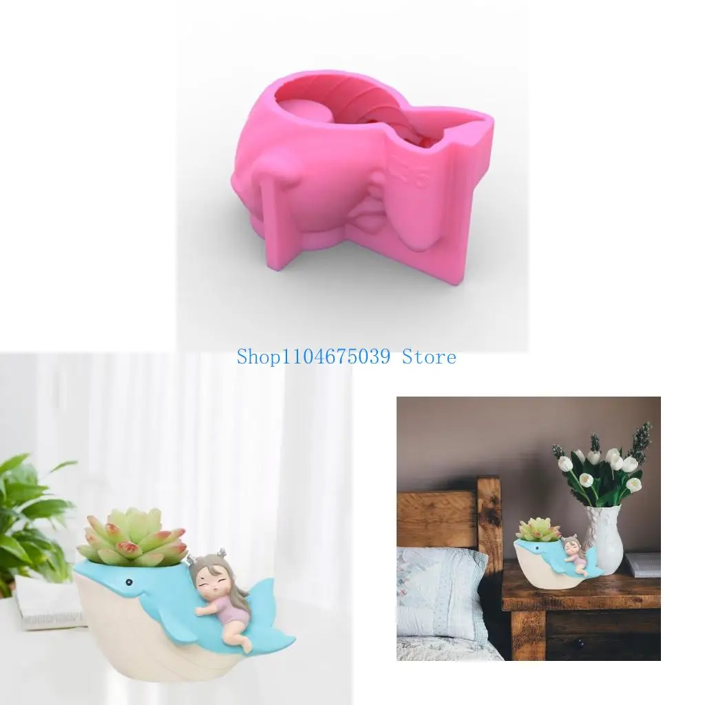 

5asd Whale Plant Pot Silicone Mold Flowerpot Resin Mold for Epoxy Casting DIY Crafts
