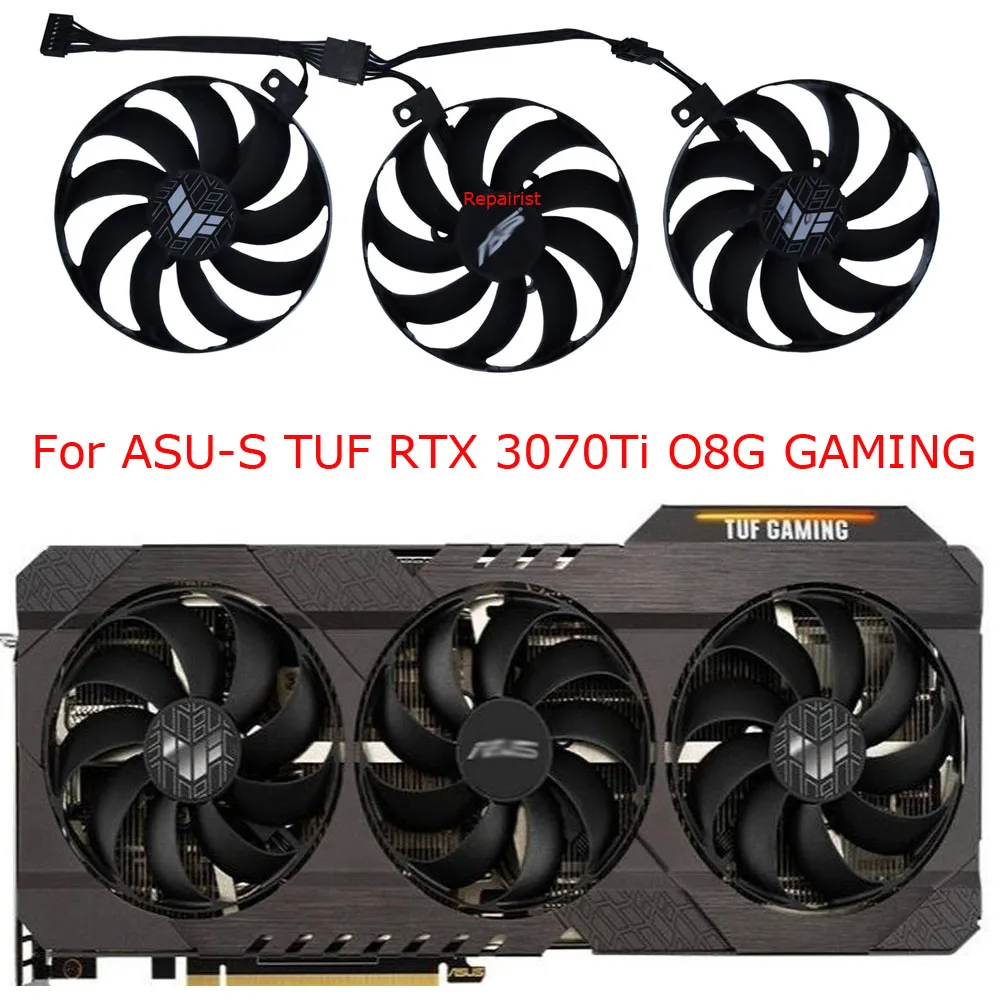 3Pcs/Set,Video Cooler,Video Card Fan,CF9010U12D,T129215BU,For ASUS TUF RTX 3070Ti 8G GAMING,For ASUS TUF RX 6700XT 12G GAMING