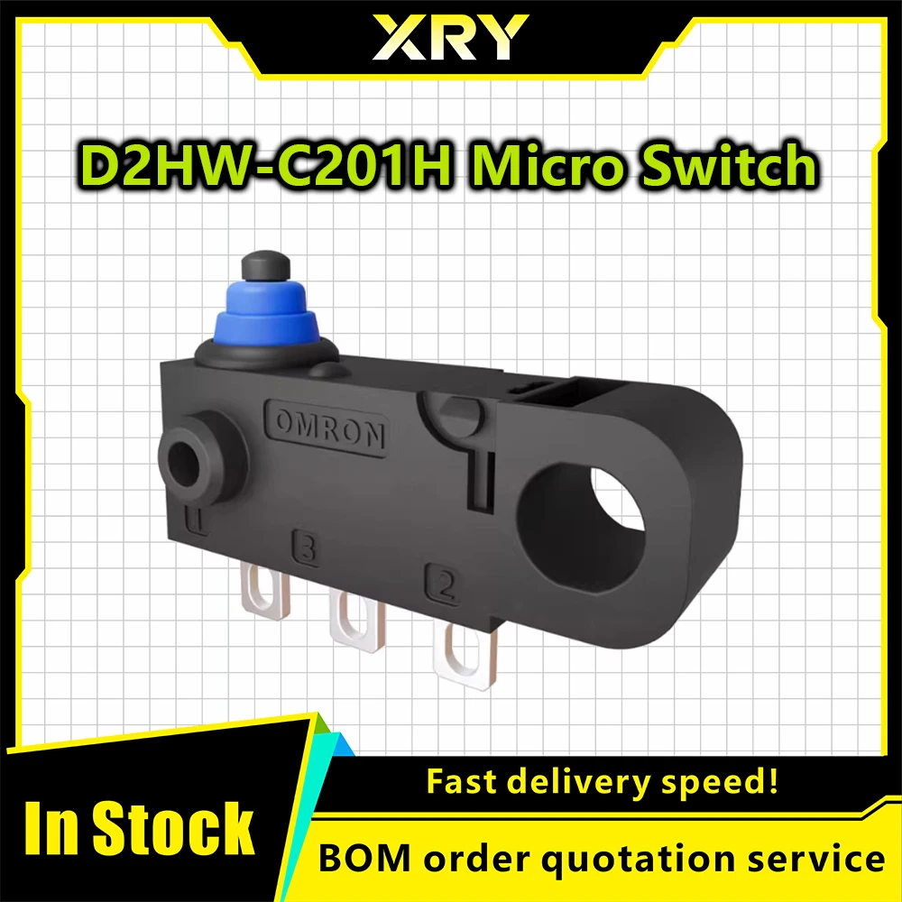 XRY 5PCS NEW D2HW-C201H D2HW direct insertion waterproof micro lock switch 3-foot sealed button microswitch