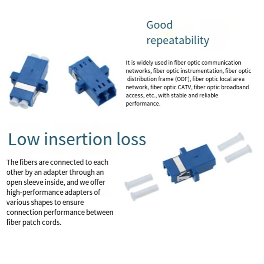 B-T 50Pcs LC Duplex Fiber Optic Adapter LC Optical Fiber Coupler LC Fiber Flange LC Connector