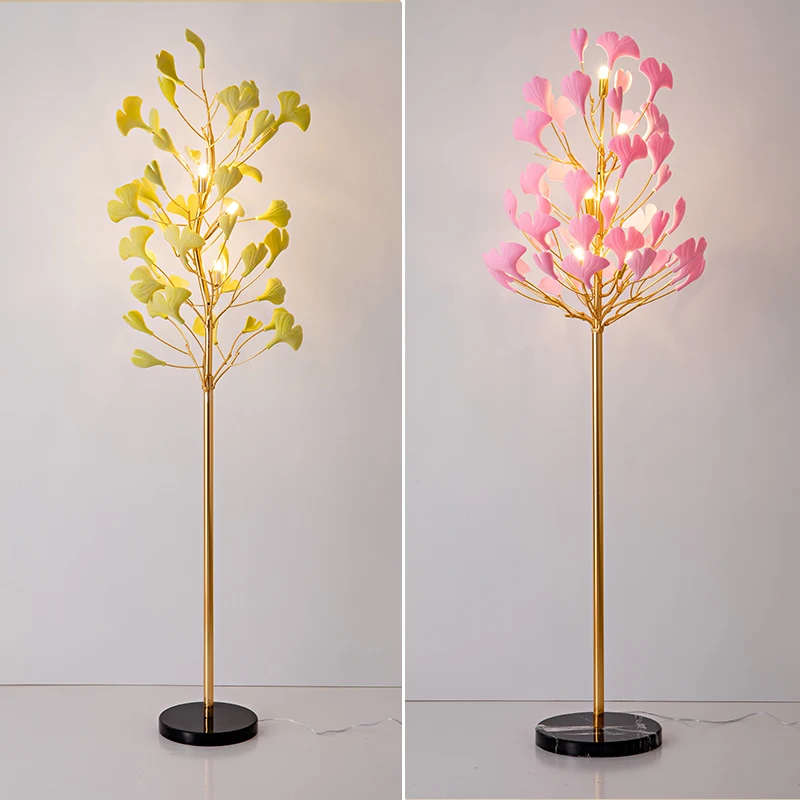 

Modern light luxury floor lamp wrought iron warm romantic bedroom living room main lamp simple ginkgo leaf decorative dining roo