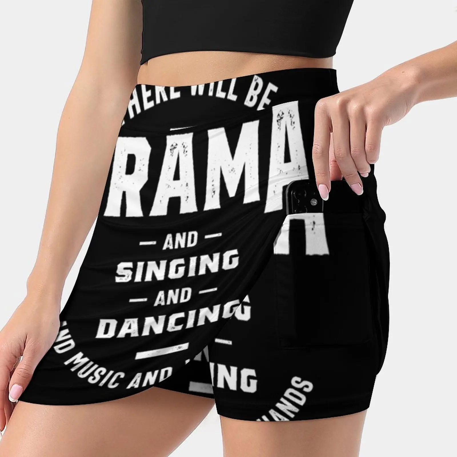 There Will Be Drama Theatre Tennis Golf Skirt Sexy A-Line Harajuku Shorts Skirt With Phone Pockets Skort Drama Theatre Theater