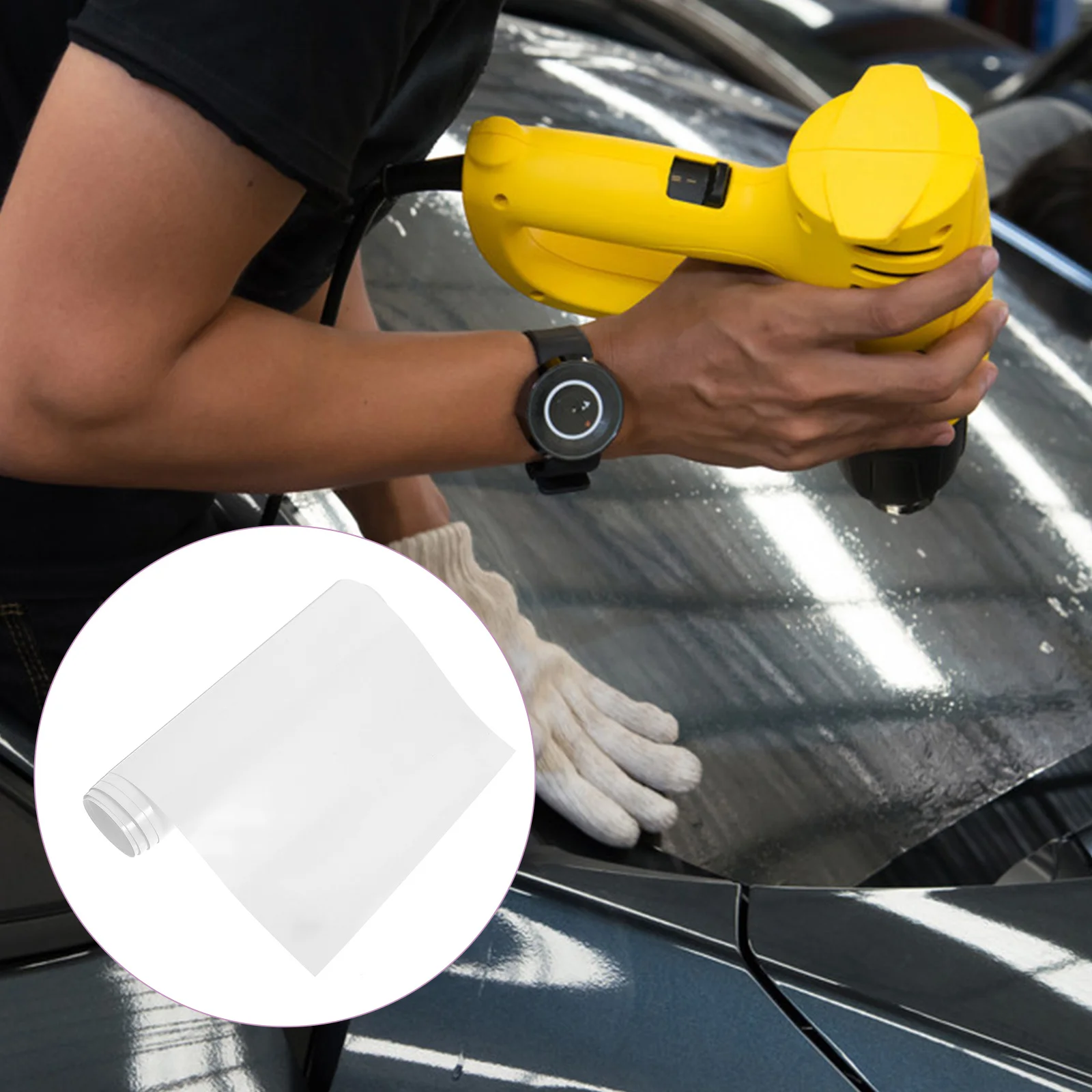 

1 Roll 15Cm Transparent Car Interior Protective Film Adhesive Door Panel Protector For Scratch Dust Resistance Easy Clean Cover