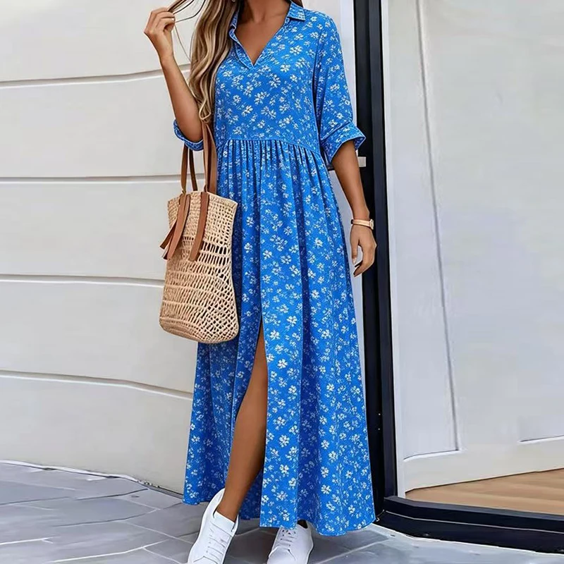 Elegant Summer Women Half Sleeve Boho Maxi Dress Women Vintage Printed Party Long Dresses For Women Loose Beach Holiday Dresses view 6