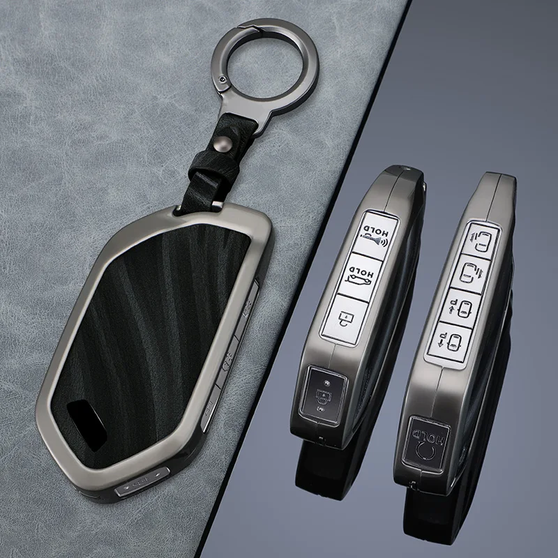 5/6/7/8/9 Buttons Leather Zinc Alloy Car Key Case Cover Protective Shell Fob for Kia Ka4 Car Keychain Interior Accessories