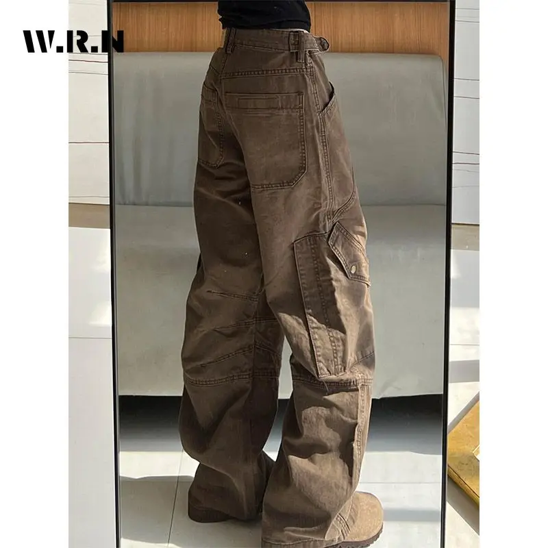 

New Women Vintage Cargo Pants Streetwear Techwear Korean Harajuku Parachute Jeans Sweatpants Wide Leg Joggers Trousers