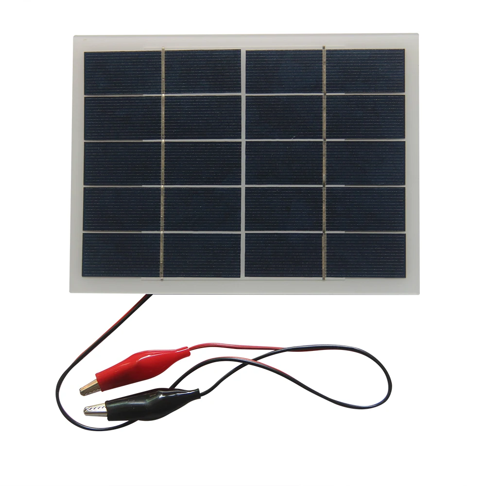 8W/6W/4W 5V Polykristallijne Zonnepaneelcel Met Clip Zonnelader voor Opladen 3.7V-5V Batterij Systeem Licht Speelgoed Fan Studie