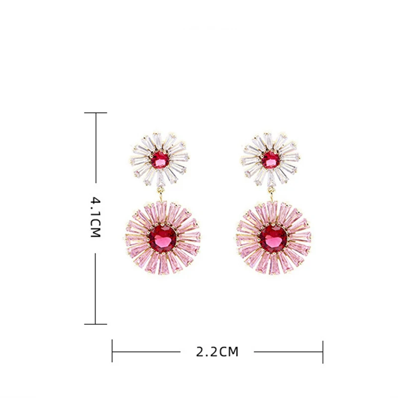 Tendência de luxo zircônia cúbica flor margarida balançando gota brincos para mulheres menina casamento festa diária coreano moda jóias presentes