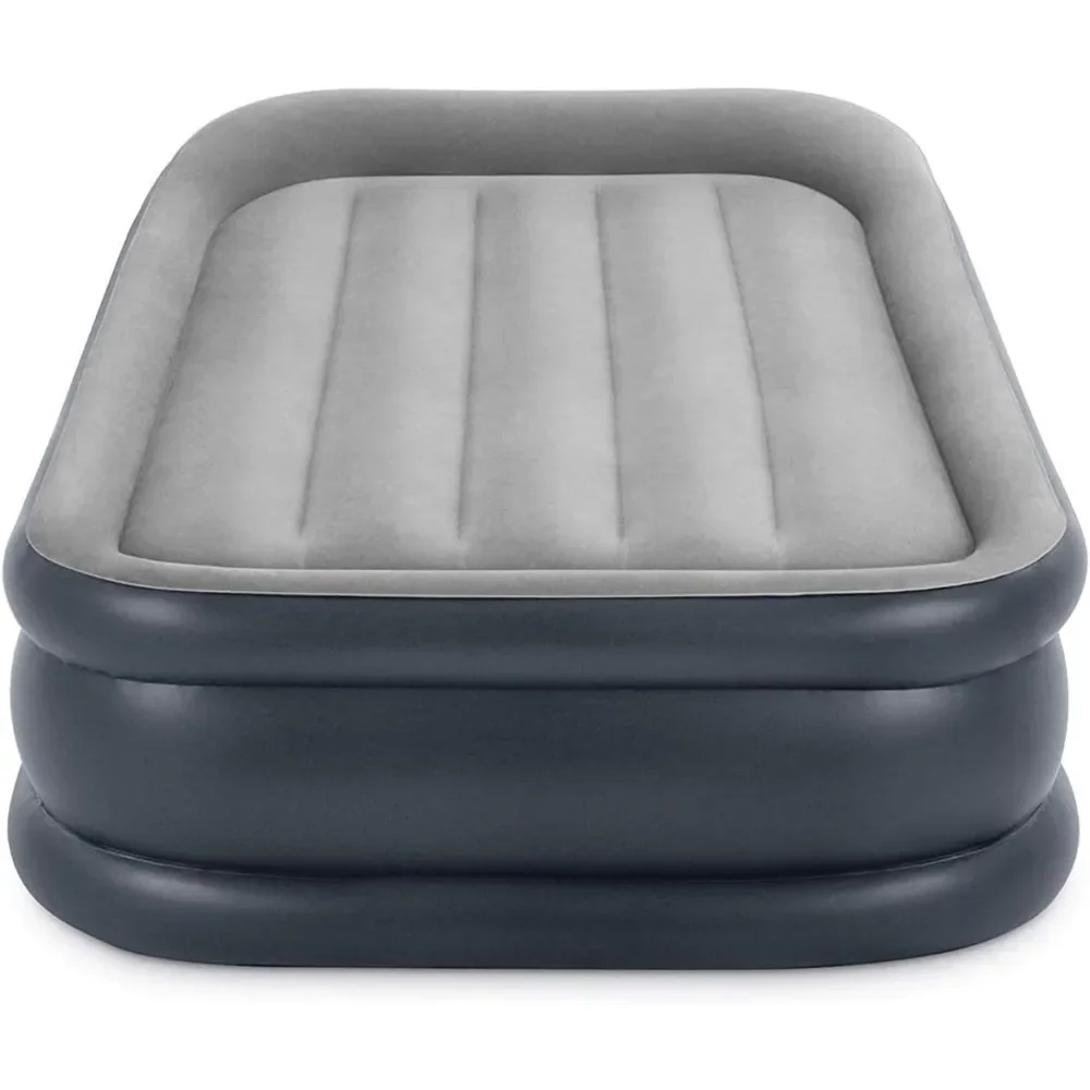 Twin Air Mattress with Built-in Electric Pump,16.5in Bed Height, 300lb Weight Capacity, Grey, Deluxe Pillow Rest Air Mattress