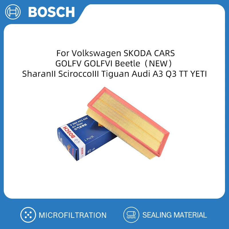 BOSCH Air Filter For Volkswagen SKODA CARS GOLFV GOLFVI Beetle（NEW）SharanII SciroccoIII Tiguan Audi A3 Q3 TT YETI 1K0