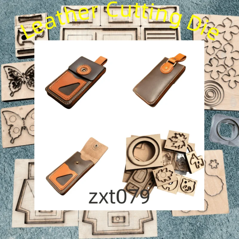 ZXT079 Die Cut Wooden Mold for Leather Mobile Phone Waist Bag, Hand Template DIY Leather Craft Processing Tool
