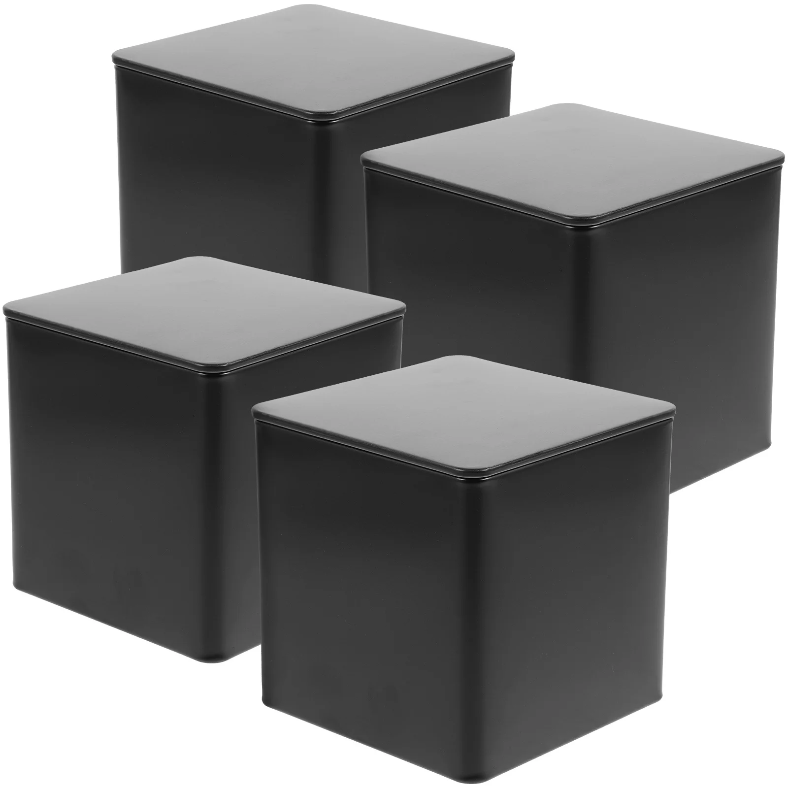 

4pcs Sealed Storage Tin Box Airtight Tea Coffee Candy Container Small Tinplate Can For Gift Travel Kitchen Use Yellow Orange