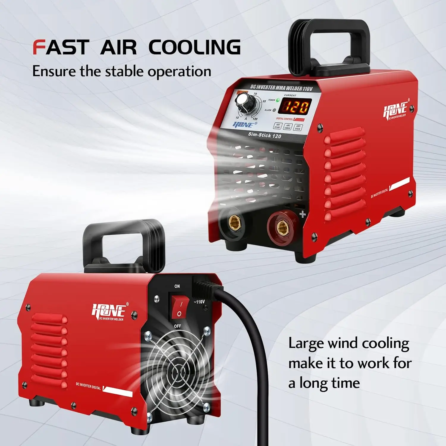 Soldador Portátil Inteligente de 120A com Hot Start e Antiaderência, Inversor Digital IGBT para Eletrodos de 1/16-1/8 Polegadas