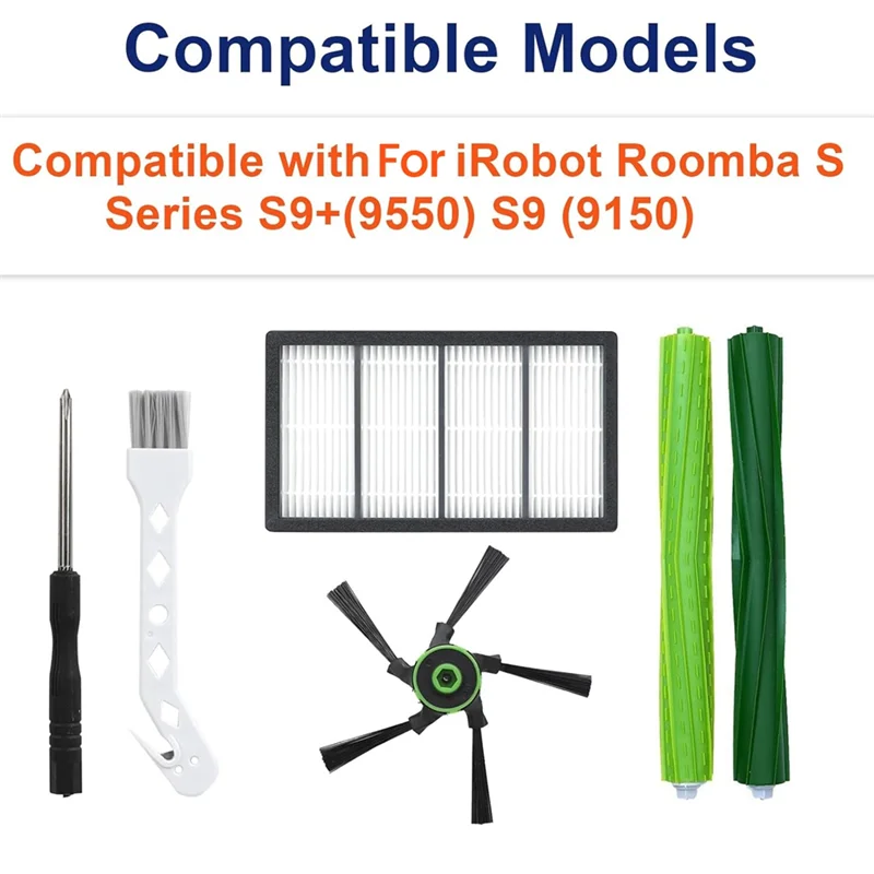 ABUD-อุปกรณ์เสริมสําหรับ Irobot Roomba S Series S9 +(9550) S9 (9150) หุ่นยนต์สูญญากาศ,อะไหล่แปรงหลักตัวกรองแปรงด้านข้าง
