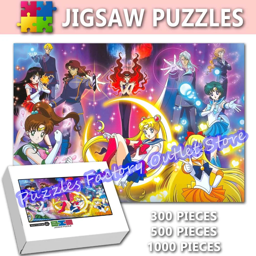 

Cartoon Superhero Sailor Moon 300/500/1000 Pieces Jigsaw Puzzles Anime Role Beauty Girl Print Puzzle for Kids Intellectual Toys