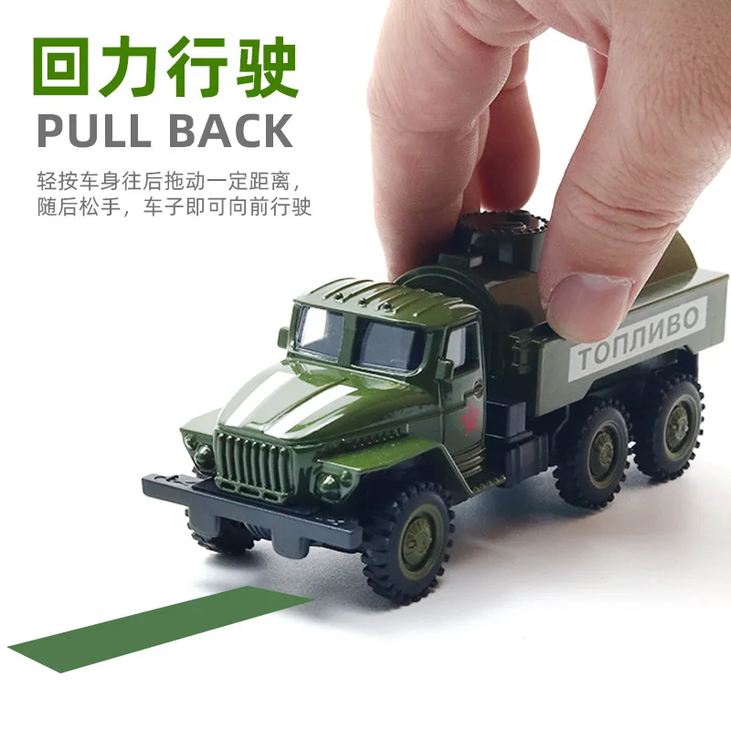 Symulacja stopu materiału model pojazdu wojskowego z napędem pull-back zabawka dla dzieci chłopiec