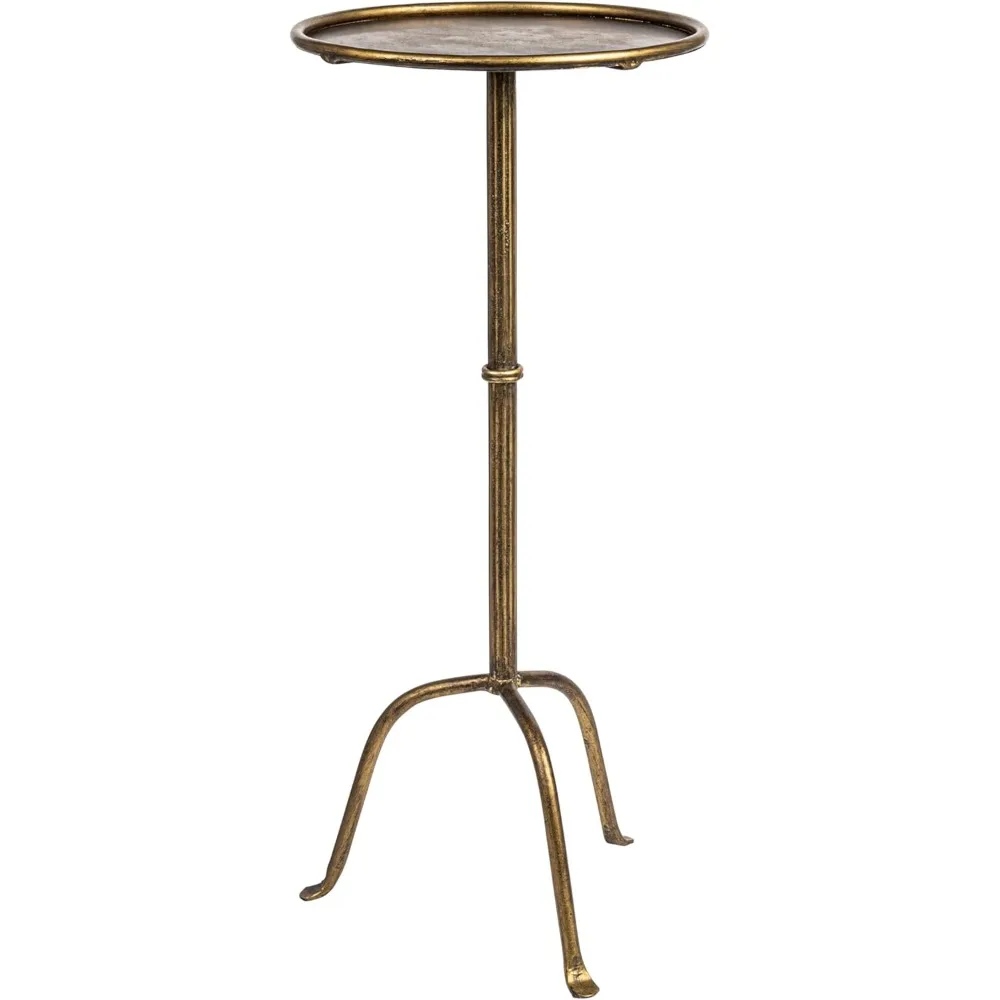 

Antique Brass Cocktail Table with Art Deco Design, Footed Base and Raised Edge for Secure Use