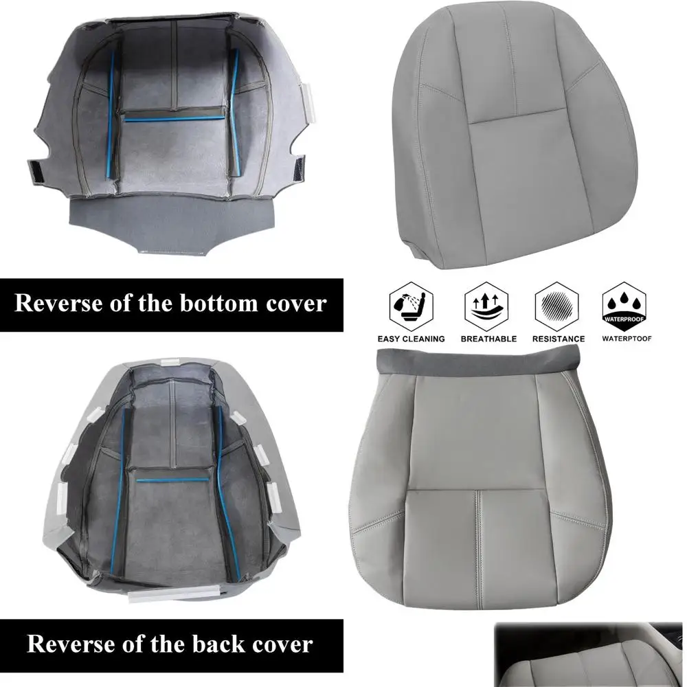 

Front Driver and Passenger Side Bottom & Top Back Replacement Seat Covers Gray 833 Microfiber Leather Compatible with Chevy Silv