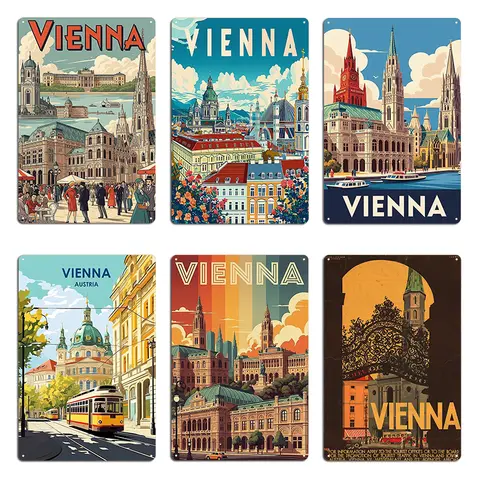 Visit Vienna Austria Metal Plaque Party Customize Garage Wall Plaque Wall Decor Tin Sign Poster