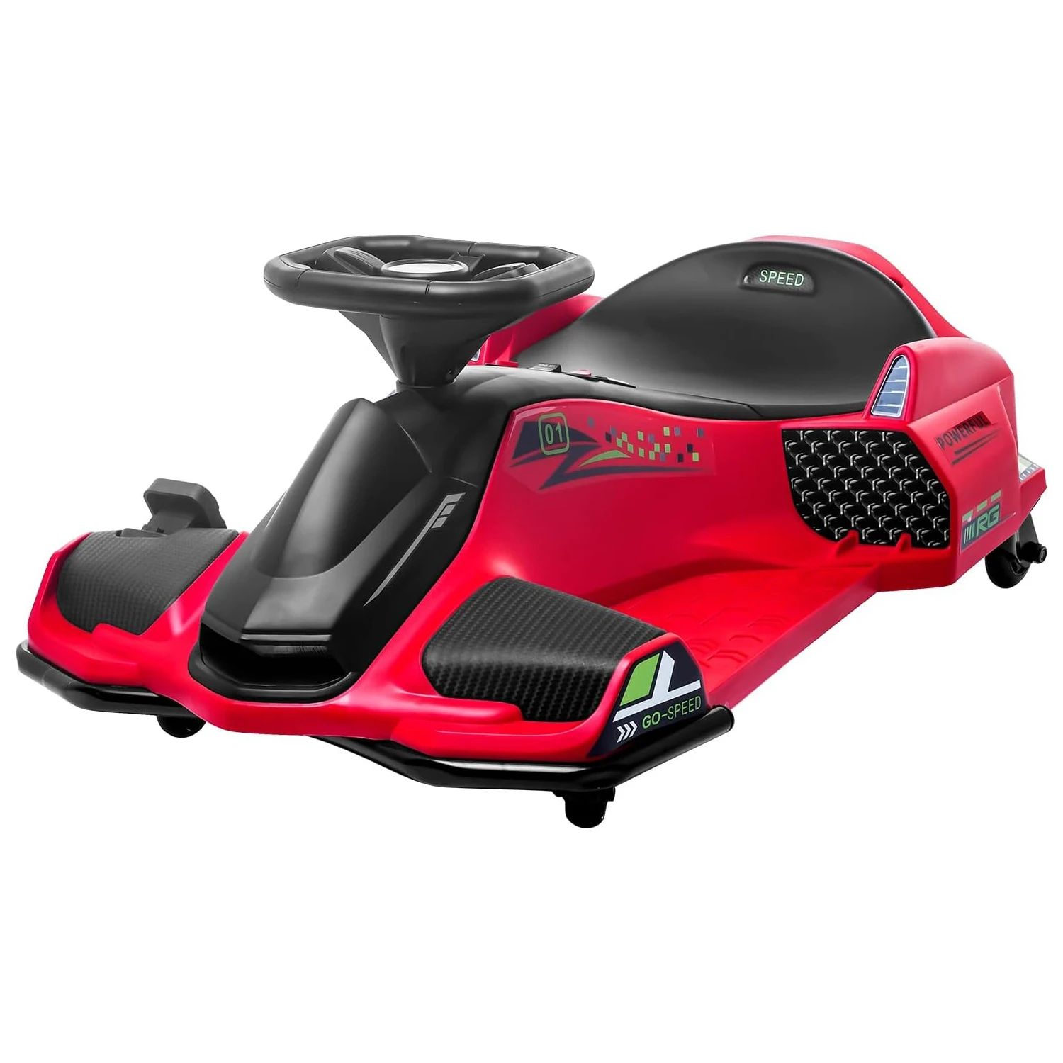 Go-Kart Elettrico 24V per Bambini, Auto da Corsa per Esterni con Velocità Variabili fino a 7,5 Mph, Luci LED, Musica, Porta USB