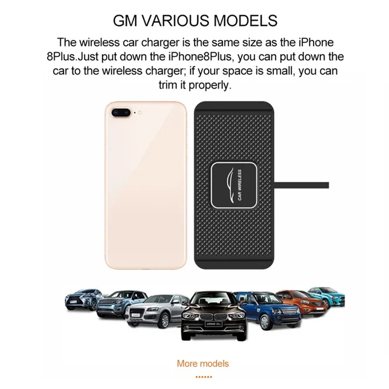 10W Car Wireless Charer Pad Silicone for Samsung Galaxy S20 S10 Note 10 Wireless Fast Charging for iPhone 11 Pro Xs Max 8 Plus