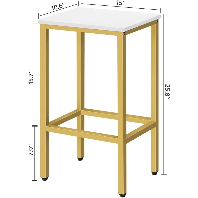 Bar Stools, Set of 2 Bar Chairs, Kitchen Breakfast Bar Stools with Footrest, 25.8-Inch Height, Rectangular
