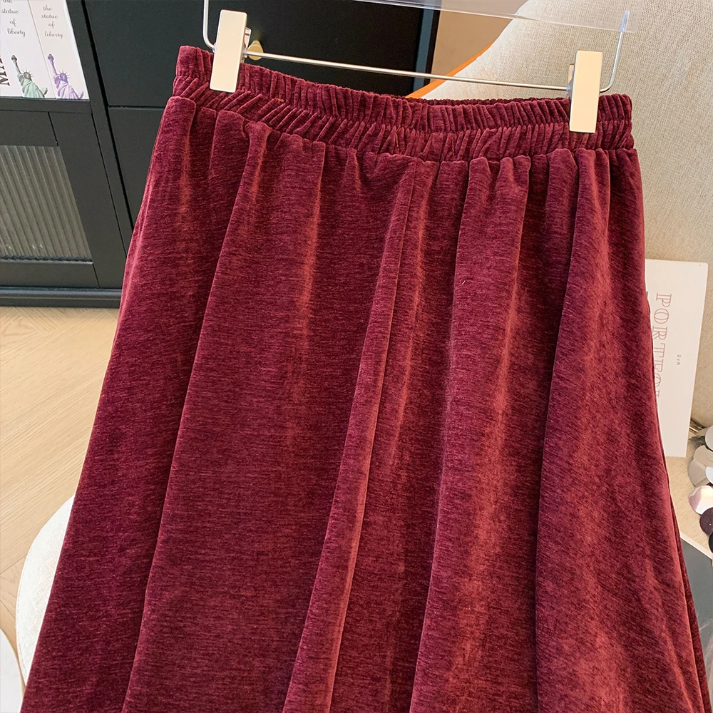 Spring and autumn plus size women\'s scarlet high-waisted canary skirt casual elastic waist comfortable skirt 2024 new clothing