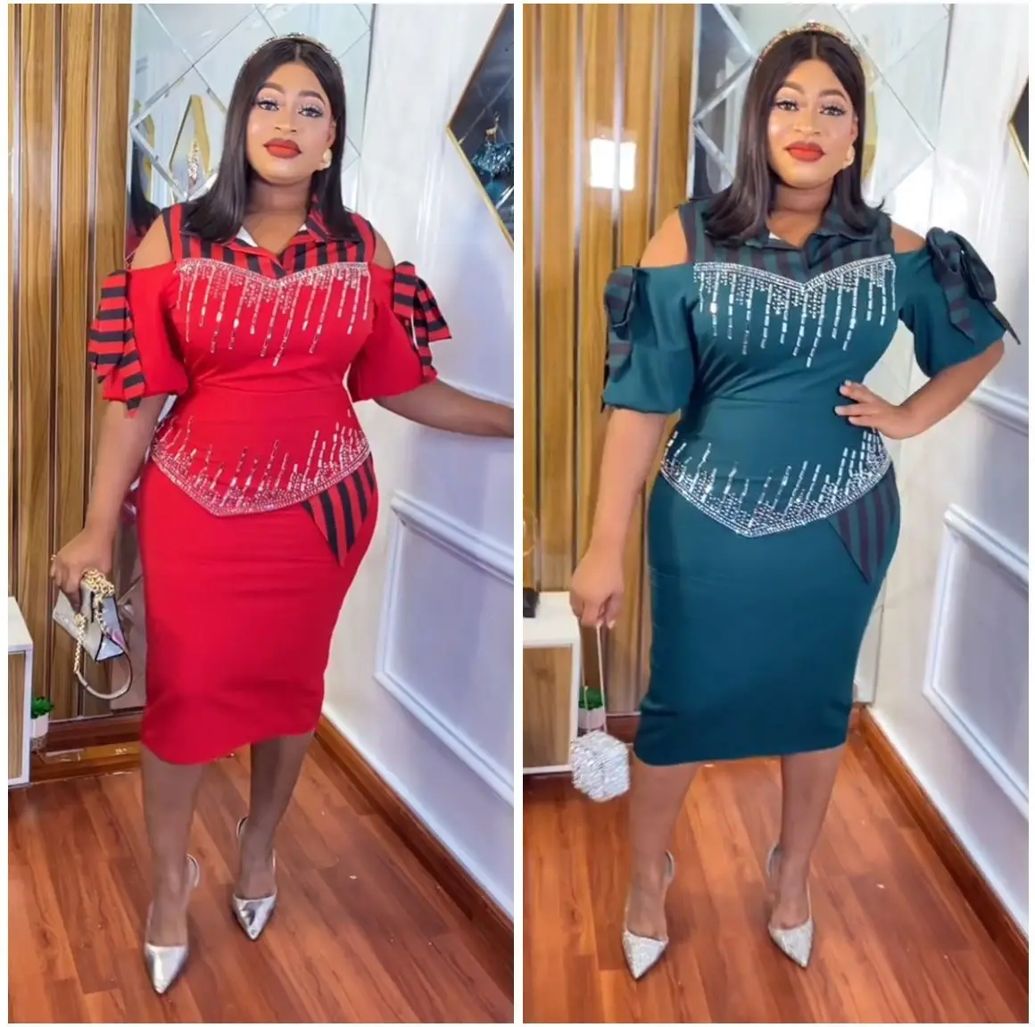 

2023 African Women Plus Size Evening Dresses Wedding Party Gown Bodycon Mermaid Dress African Clothing Dashiki Outfits Robes