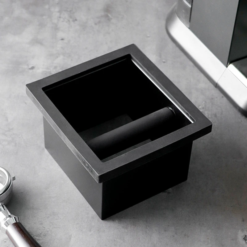 Coffee Grounds Box Desktop Embedded Hollow Bottomless Grounds Box Square Stainless Steel Coffee Knocking Grounds Bucket Durable