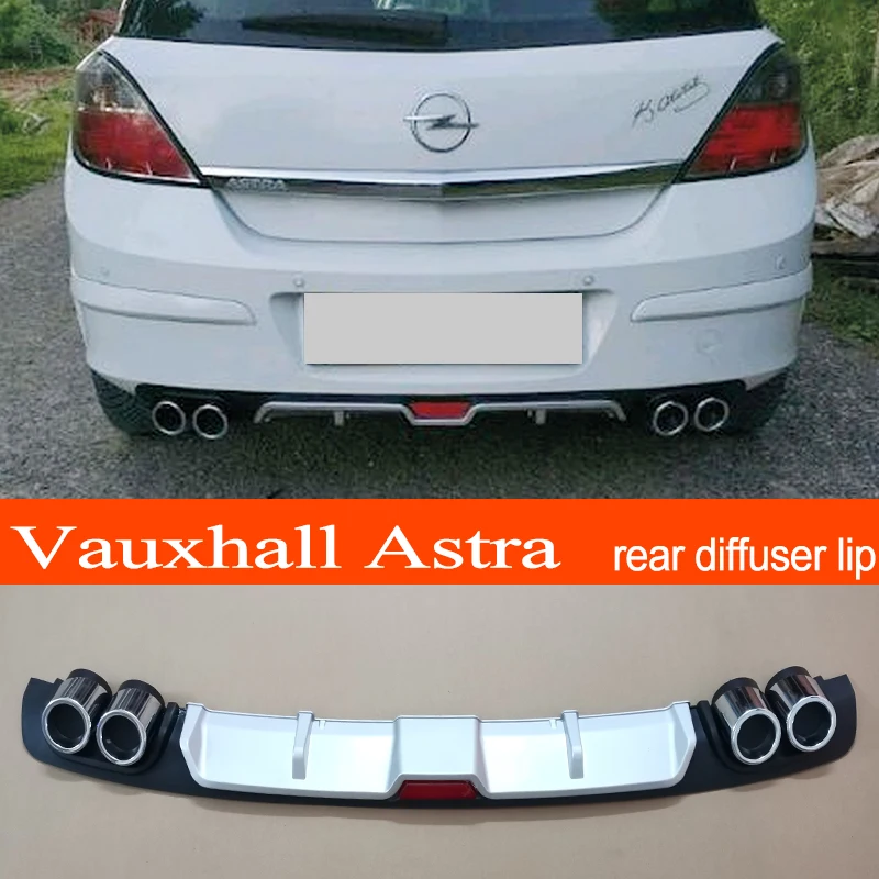 Vauxhall Astra H ABS Plastic Silver / Black Car Rear Bumper Rear Diffuser Spoiler Lip for Opel Vauxhall Astra H