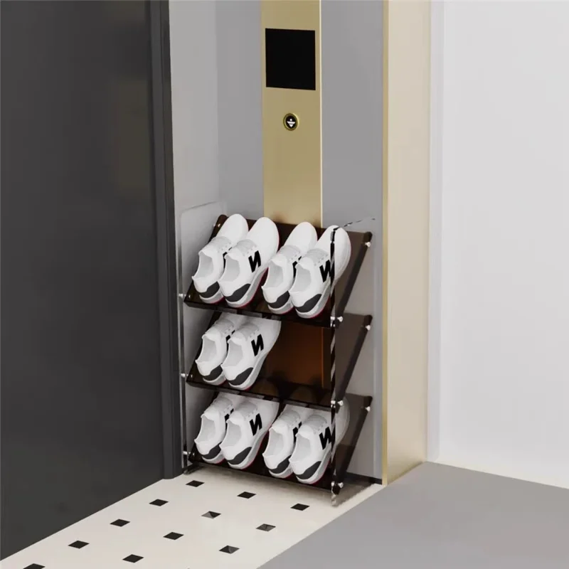 Very narrow shoe rack at home, oblique acrylic door shoe rack, space-saving outdoor corridor outer shoe rack, ultra-thin