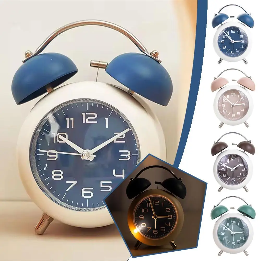 Alarm Clockbedside Tables And Desks Elegant Appearance For Home Decoration Creative Student Metal Bell Clock Alarm B9O8