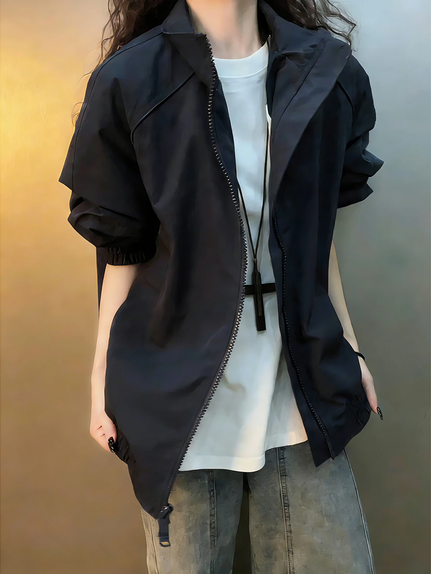 

American Sle Patchwork Flight Jaet Men's Spring Autumn Cleanfit Workwear ort Baseball Coat Stand Collar Youth Faion