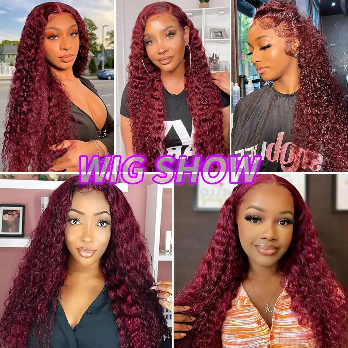 Red Color Deep Wave Burgundy Curly wigs 200 Density 13x4 HD Transparent Lace Front Human 100% Natural Brazilian Hair Frontal Wig