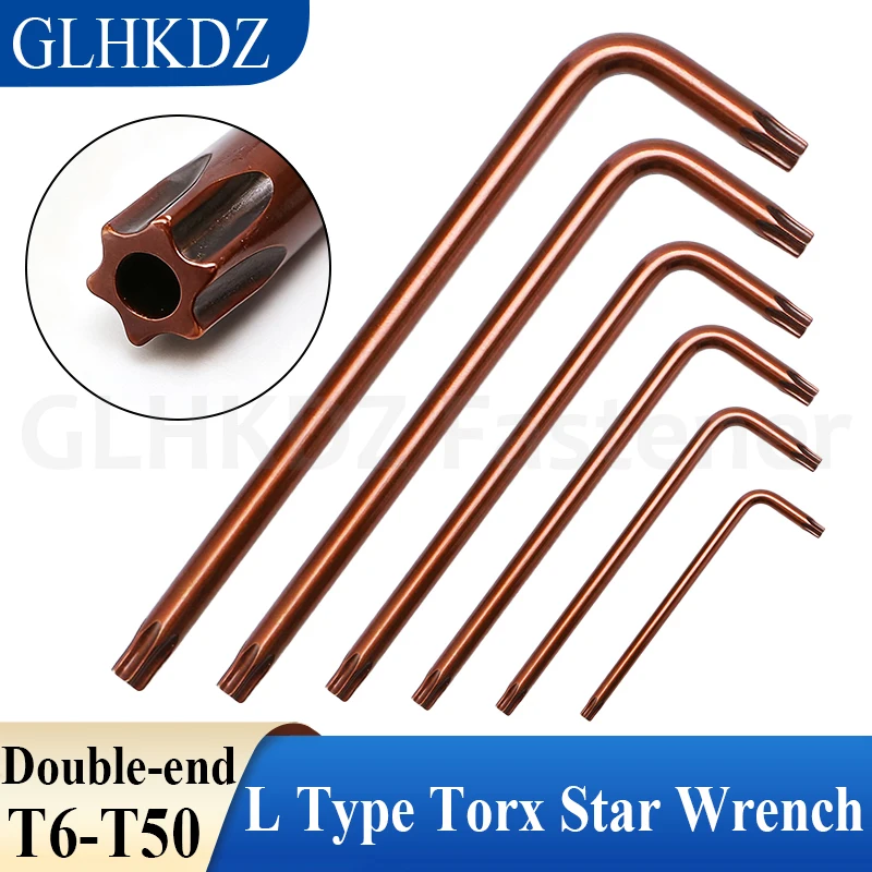 T6-T50 L Type Torx Star Wrench Magnetic L Type Double-End Torx Wrench Screwdriver Star Spanner Torx Allen Keys Hand Repair Tools