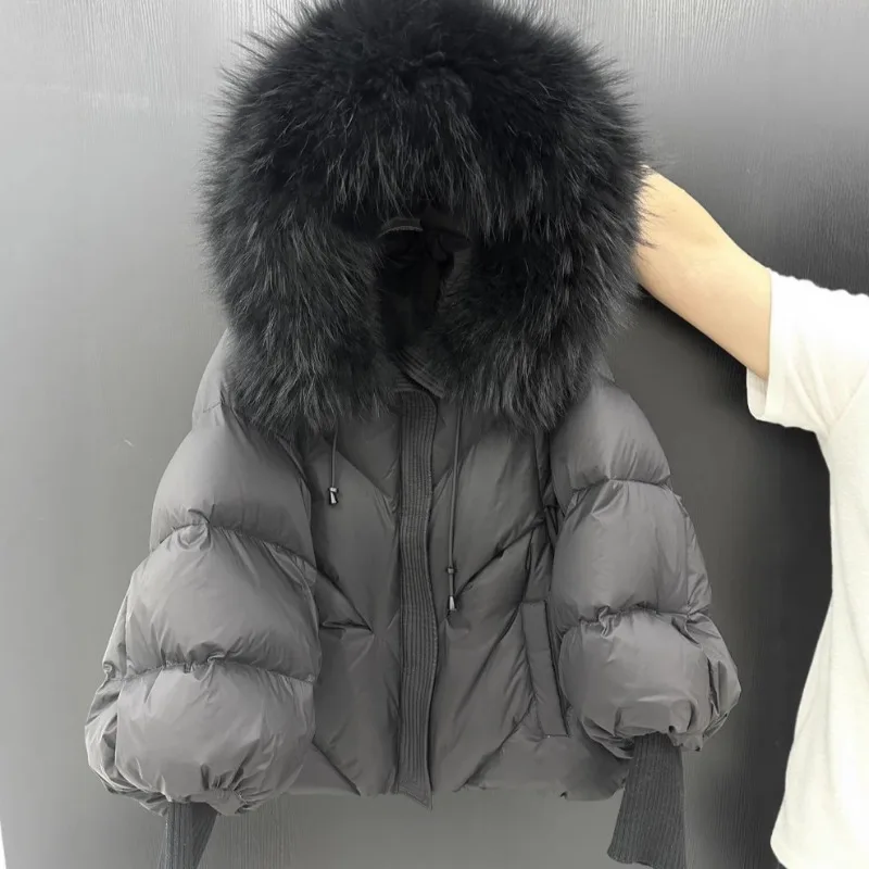 Women's Winter Down Jacket White Duck Feather Collar Short Thickened Retro Simple Comfortable Leisure Fashion Niche Niche Skinny