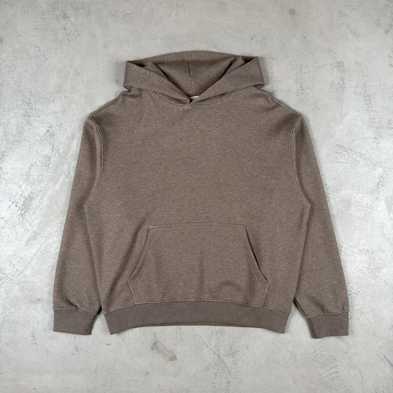 Quiet Luxury Heather Pullover Hoodie Übergroßer Amerikanischer Streetwear Einfarbiger Hoodie Retro Loser Kapuzenpullover für Herren – Detail 9
