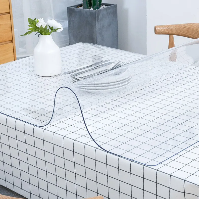 Transparent Tablecloth Pvc Soft Glass Tablecloth Waterproof Oil-proof Scalding-proof Washable Tablecloth Coffee Table Mat