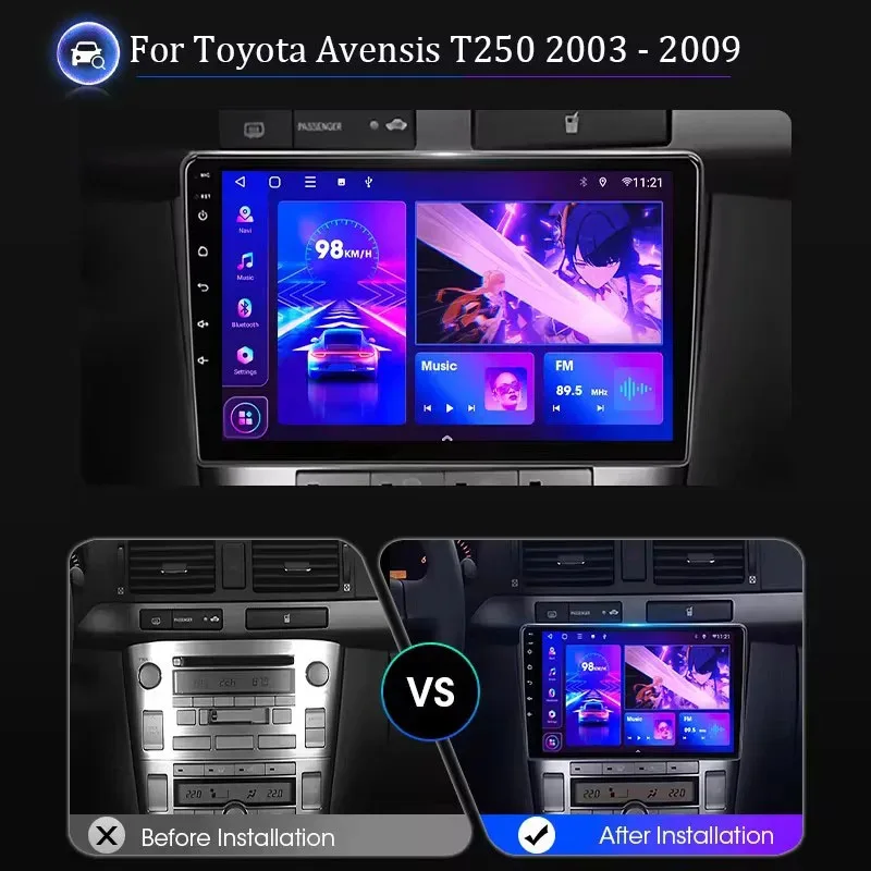 أندرويد 15 لتويوتا أفينسيس T250 2 II 2003 2004 2005 - 2009 راديو السيارة الملاحة مشغل وسائط متعددة نظام تحديد المواقع 4G Carplay السيارات واي فاي #3