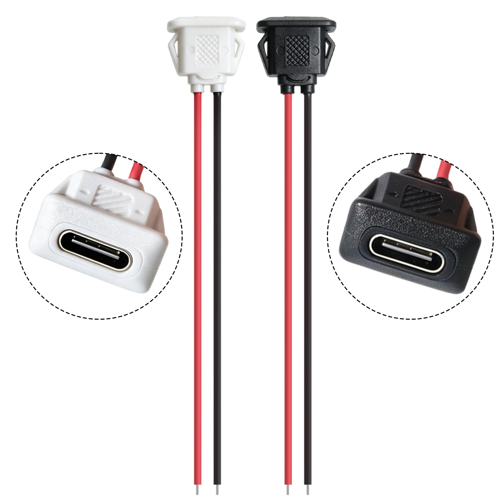 20 peças chassi fêmea tipo c 2 pinos tipo c conector de soquete fêmea à prova d'água porta de carregamento fêmea com fivela de cartão 3a USB-C