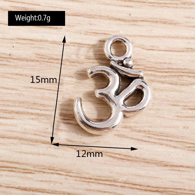 Tusember 30 Stück Metall Antiksilberfarbene Yoga OM Anhänger für Schmuckherstellung, Mode-Armband, Ohrringe, Halskette, Handgemachte Zubehörteile – Detail 1