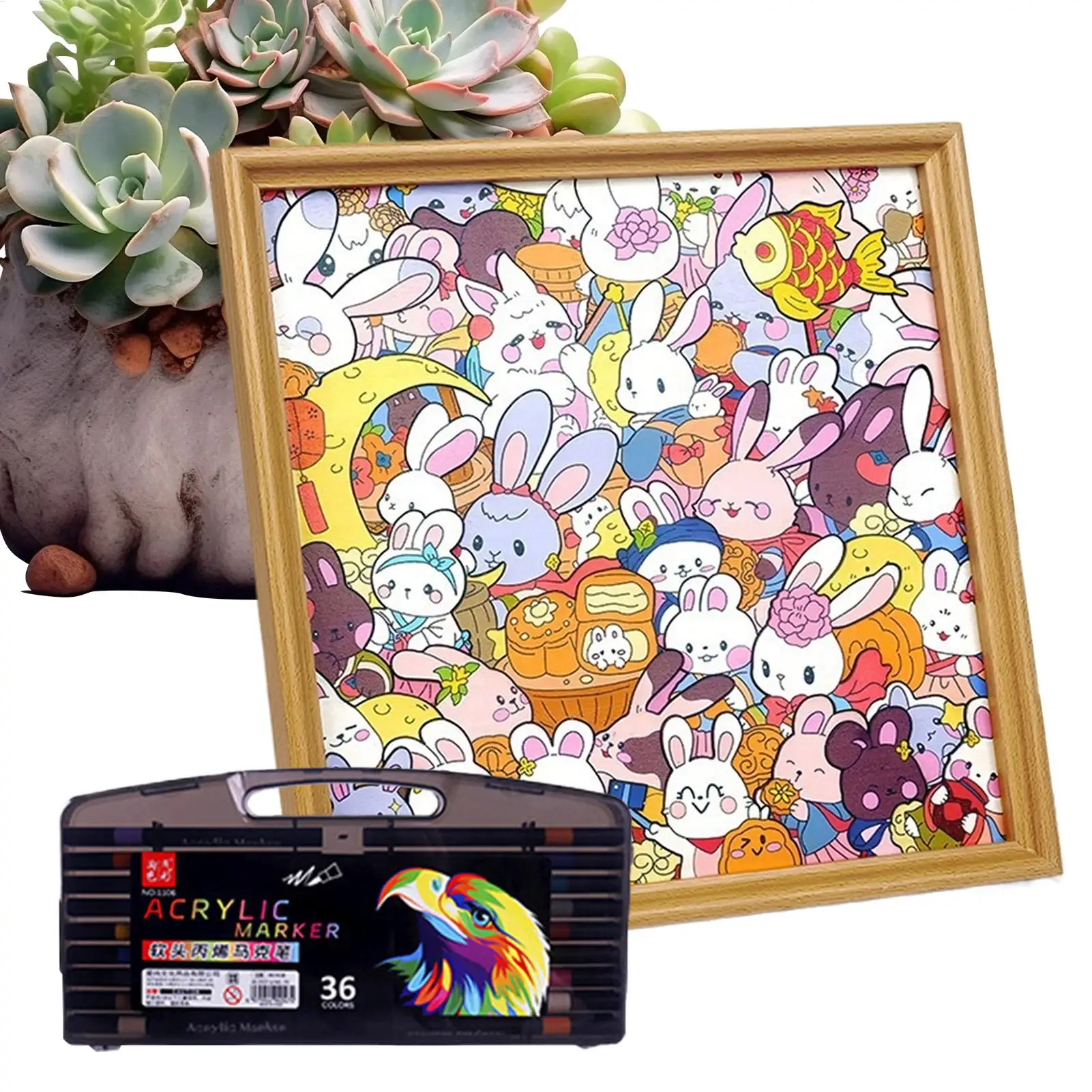 

Puzzle Toys Rabbit Picture Frame Craft Hand-Painted Coloring Adult Puzzle Games For 6-12 Years Old Preschool Kids Boys Girls