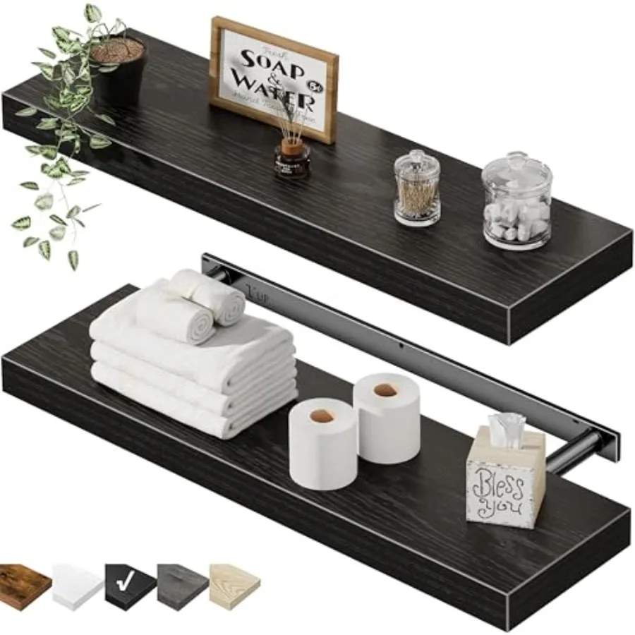 

Floating Shelves for Wall Long - Wall Mounted Shelf Bathroom Kitchen Living Room Bedroom Farmhouse Home Decor Display Bookshelf