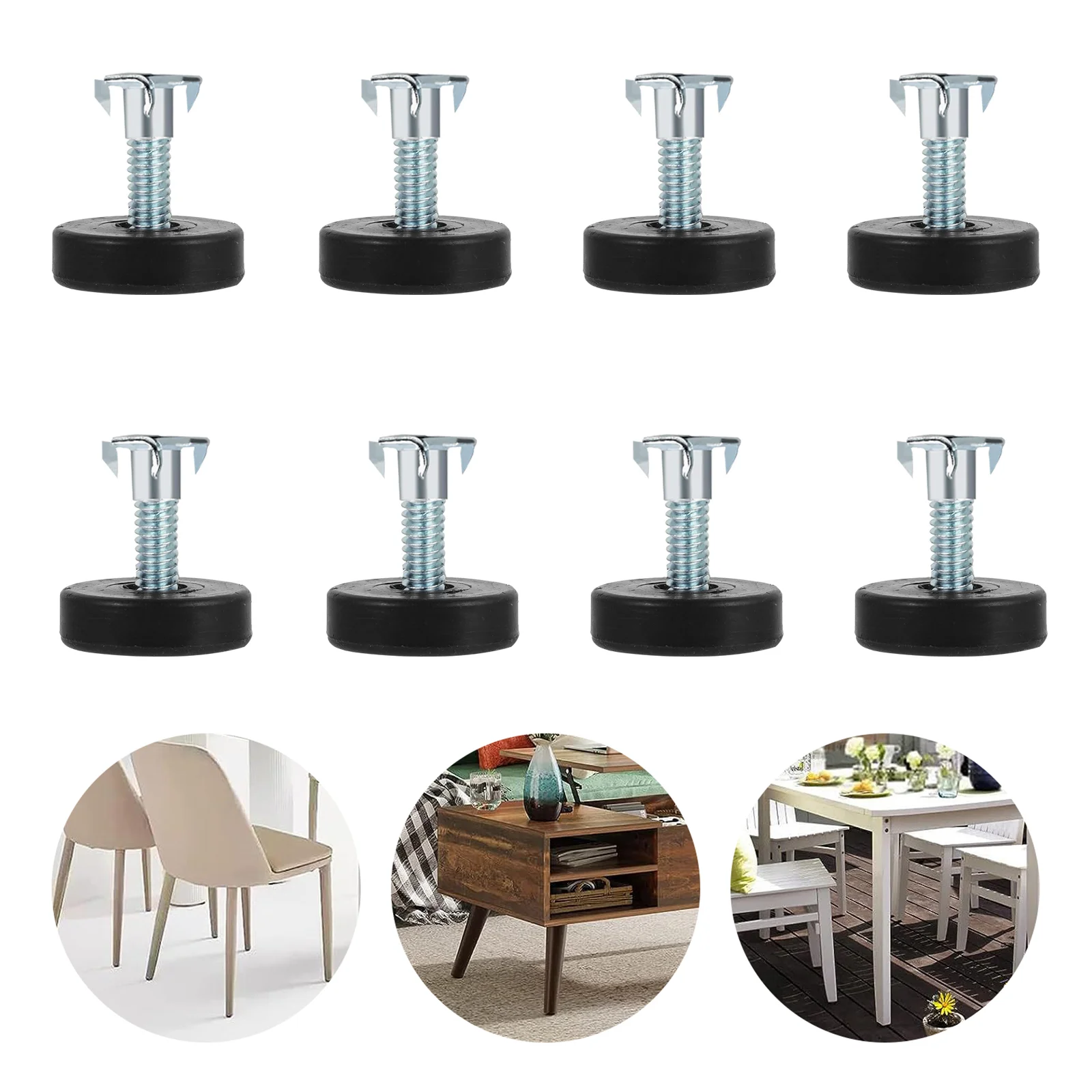 12 Pcs Furniture Feet Pads Adjustable Levelers Screw on Design Non Bottom Material Suitable Chairs Tables Sofas