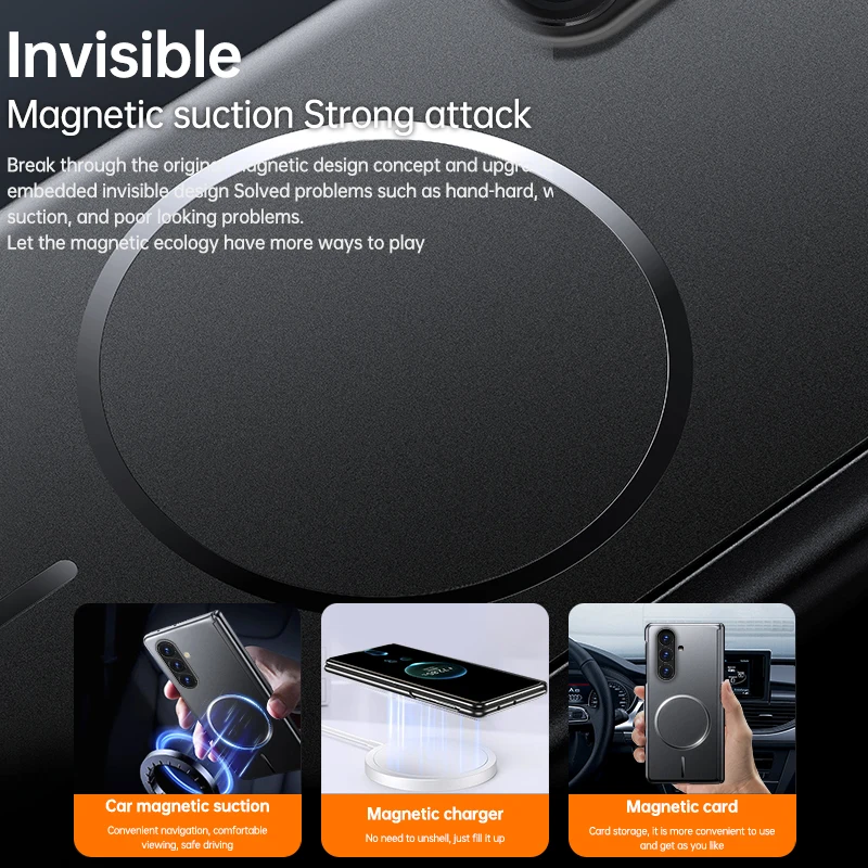 Luxury Center Axis Protective Foldable Hinge Magnetic Metal Paint Lens Protection Phone Case For Samsung Galaxy Z Fold7 6 5 4 view 5