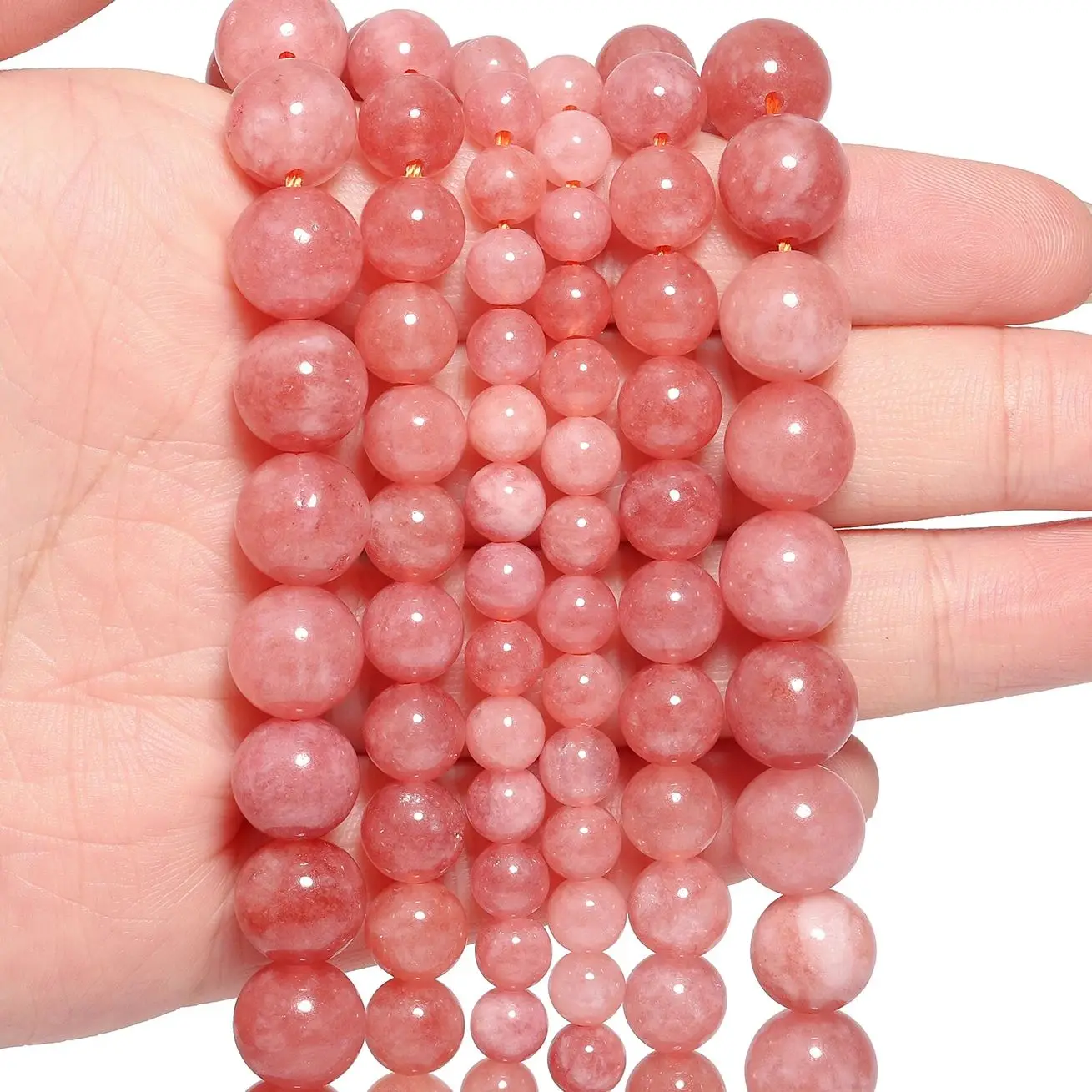 6/8/10mm Pink Sunstone Natural Jade Stone Beads Round Handmde DIY Loose Spacer Beads For Jewelry Making Accessories