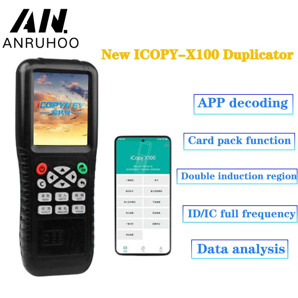 Handheld RFID X100 Card Reader NFC Smart Chip Key Writer 125Khz Token Copier 13.56Mhz Badge Clone IC ID Tag Duplicator