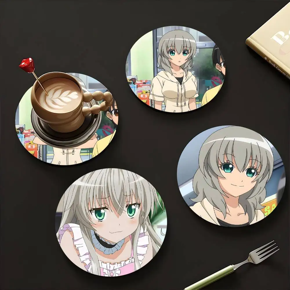 1pc Ichiko Sakura Binbougami Ga! Wooden Coaster Colour Printing Cup Mat Home Desk Decoration Gifts