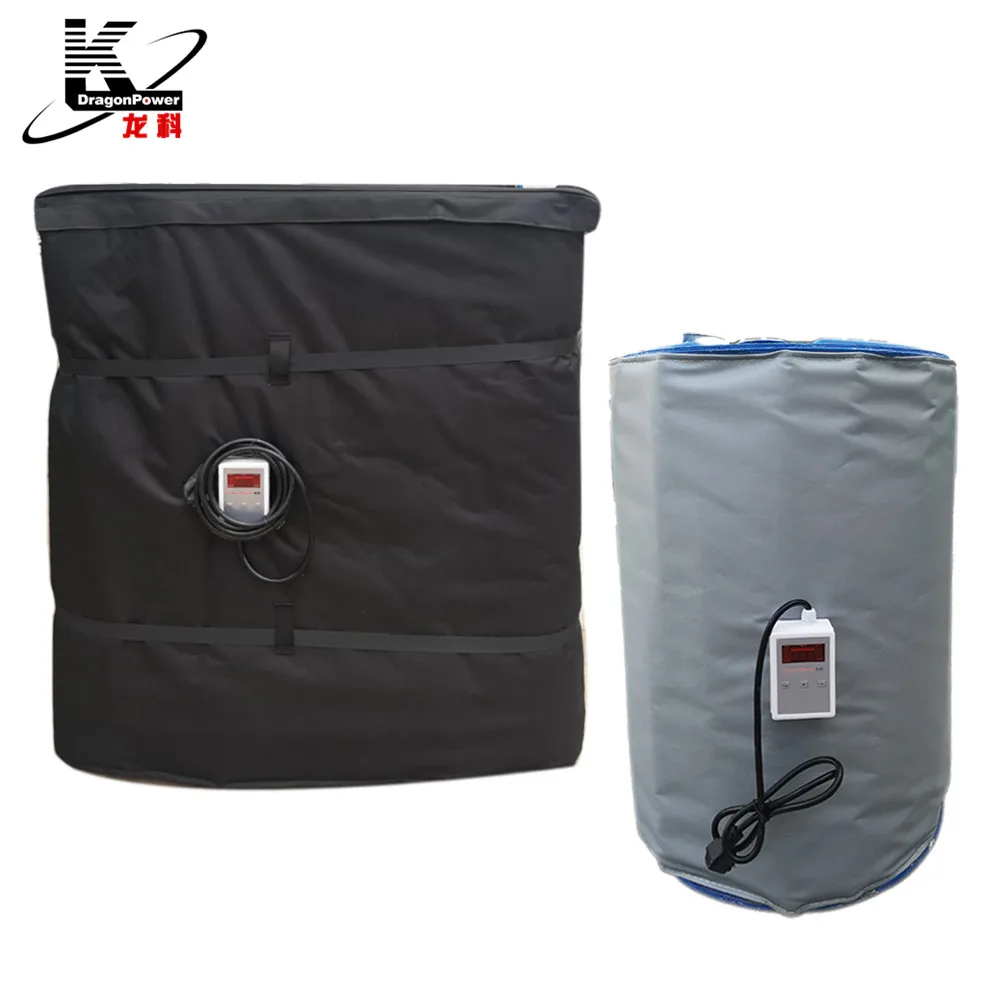 IBC and drum container blanket heater insulation jackets with digital thermostats and plugs for various countries